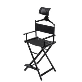 Foldable Makeup Artist Chair, Portable Tall Folding Directors Chair, with Head Rest